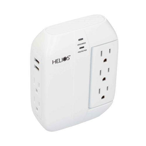 5-OUTLET 450J SURGE PROTECTOR WALL TAP WITH 2 USB 2.1A (WHITE)