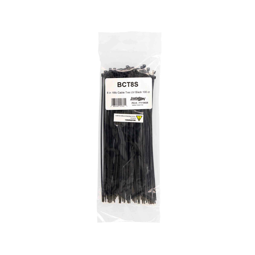 8-INCH THIN CABLE ZIP TIES, BLACK (100 PACK)