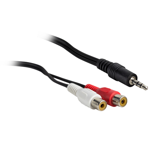 3.5MM STEREO MALE TO 2 RCA FEMALE AUDIO CABLE, 3FT