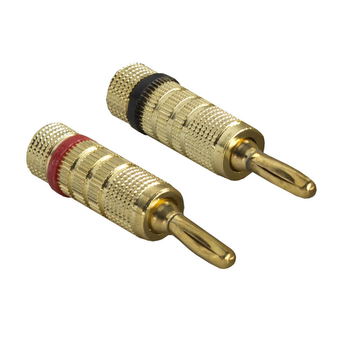 BANANA PLUGS, GOLD PLATED, ENTRY LEVEL, 1 RED & 1 BLACK (1 PAIR)